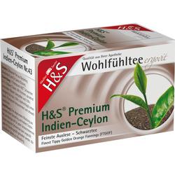 Packung H&S Premium Indien-Ceylon Tee mit Teeblättern und schwarzem Tee.